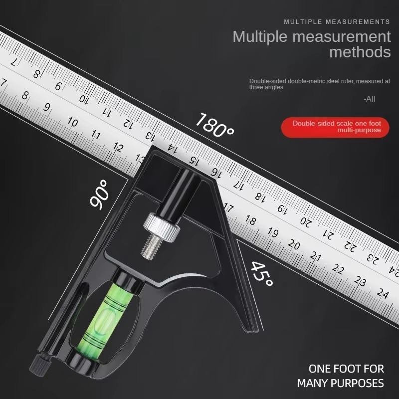 12-Inch Adjustable Stainless Steel Precision Angle Measuring Tool