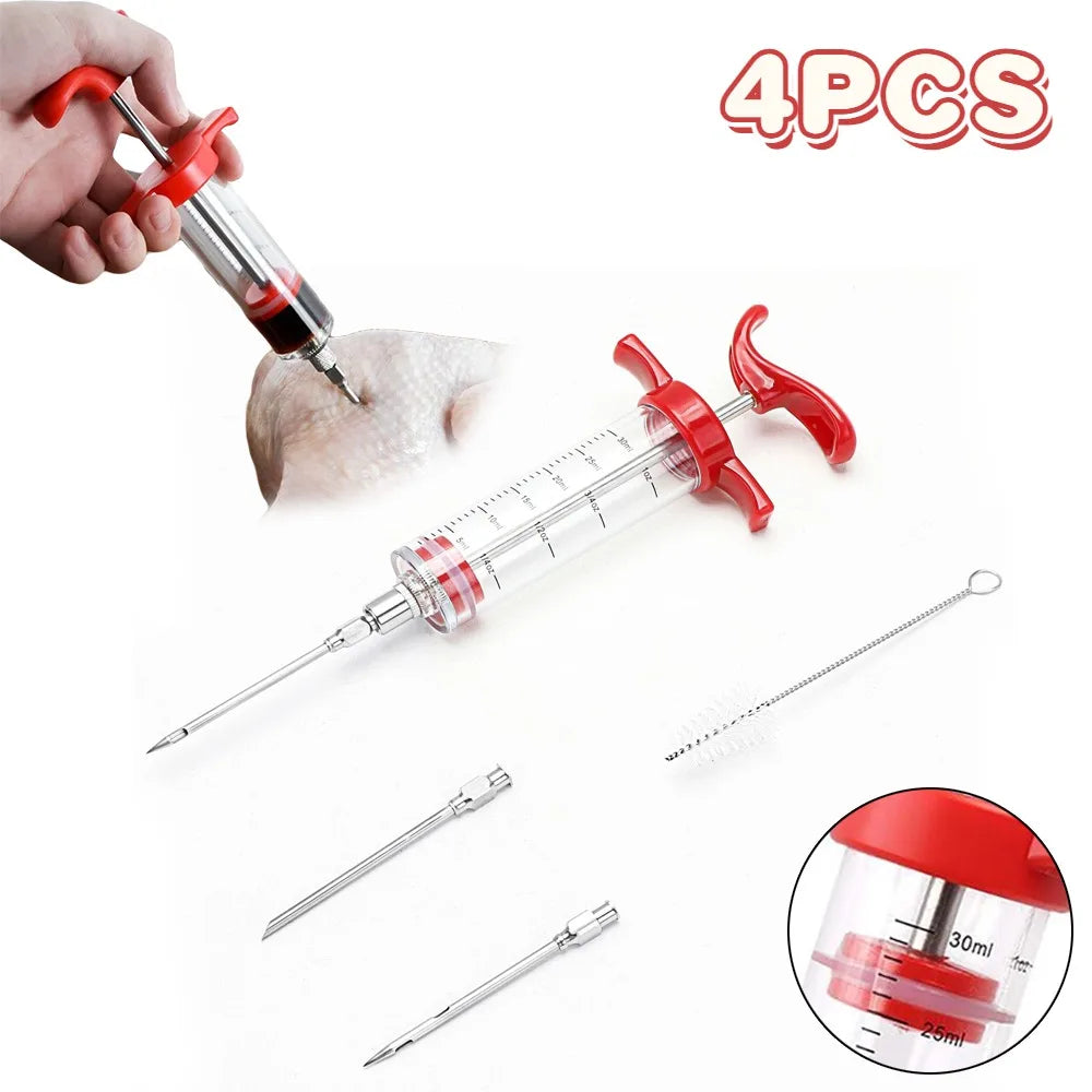 FLAVORYX Marinade Injector | Meat Injector for BBQ & Roasting | With Stainless Steel Needles for Liquid & Spice Marinades | 60 ml Volume