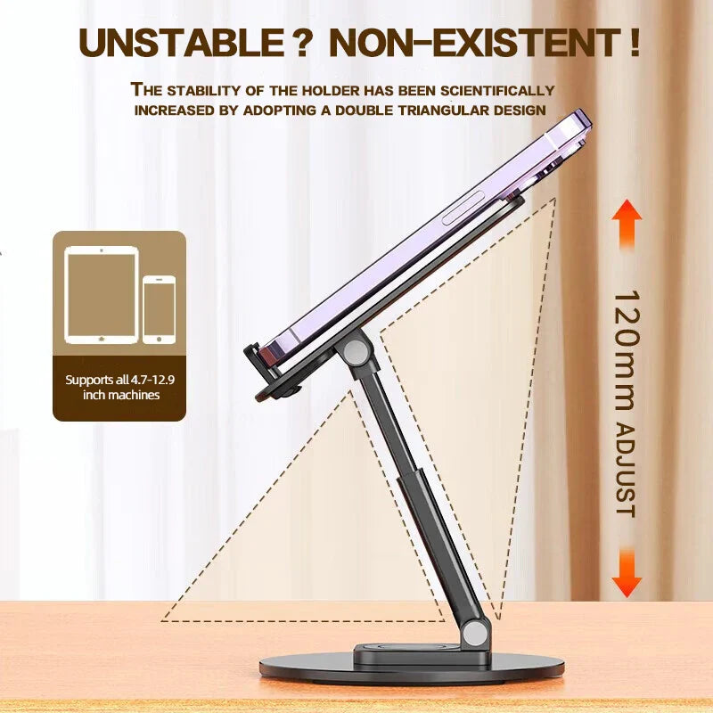 No Slip Rotating Foldable Metal Tablet Phone Stand
