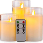 Lumièrea | LED Candle Set with Glass | Flickering & Remote Control | Timer | Wedding & Christmas