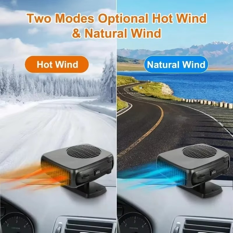 Portable Car Heater and Defroster, 2-in-1 Heating and Cooling Fan for Windshield and Cab