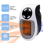 ThermoEase 350W Compact Heating Device | Wall Socket Heater with Remote Control | LED Display & Timer | 180° Rotating Plug