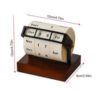 Mid-Century Rotating Wooden Perpetual Desk Calendar