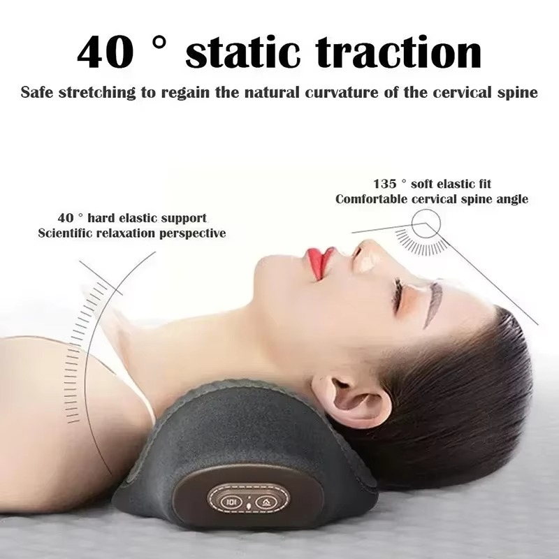 Rechargeable Heated Neck Massage Pillow with Cervical Support and Vibration