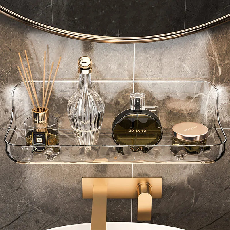 ClearGrip Acrylic Wall Shelf without Drilling – Transparent Bathroom Shelf for Cosmetics, Shampoo & More