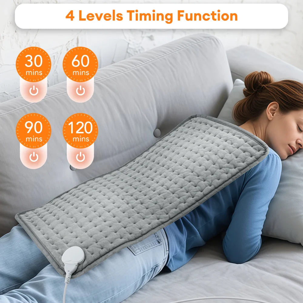 ThermaEase Electric Heating Pad | 9 Temperature Levels & 4 Timer Modes | 30×60 cm | Washable & Quick Heating | For Back, Stomach & Legs