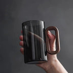 Glass Mug with Wood Large and Durable