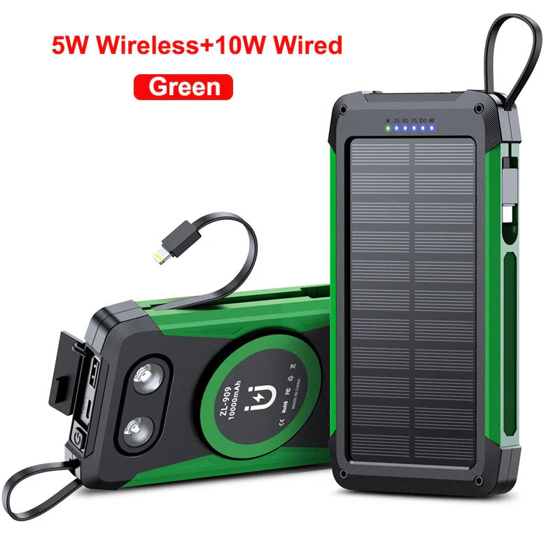 Voltaris MagCharge Solar Powerbank 10000mAh | Magnetic Wireless Charging | 22.5W Fast Charging Function | With Cable & Flashlight | For iPhone, Samsung & Co.