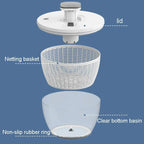 Compact One-Hand Spin Salad Spinner Dryer Bowl