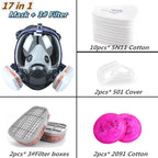 Full Face Respirator Mask with Anti-Fog Lens and Industrial Gas Filters