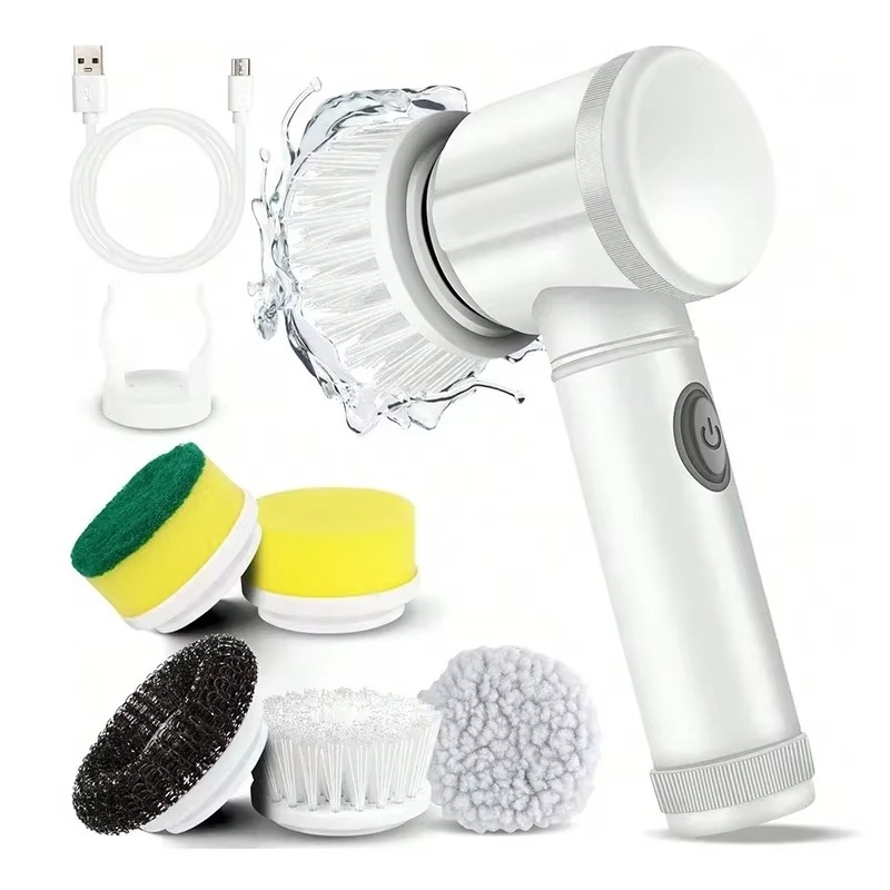 Electric Spin Scrubber with 5 Replaceable Brush Heads, Powerful Cordless Bathroom Cleaning Brush