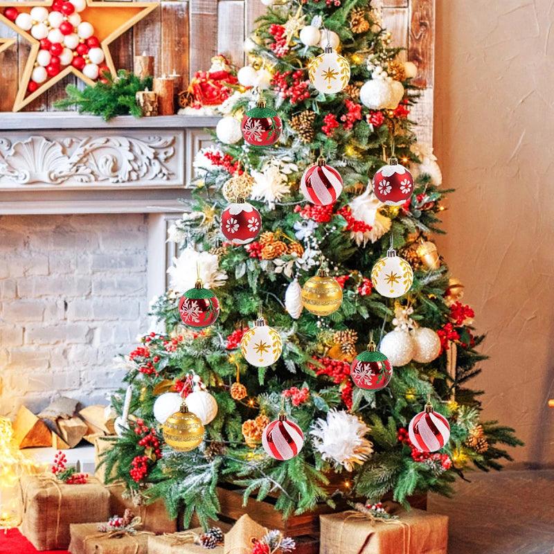 Glass Christmas Ornaments Pattern Set of 6 Balls for the Tree