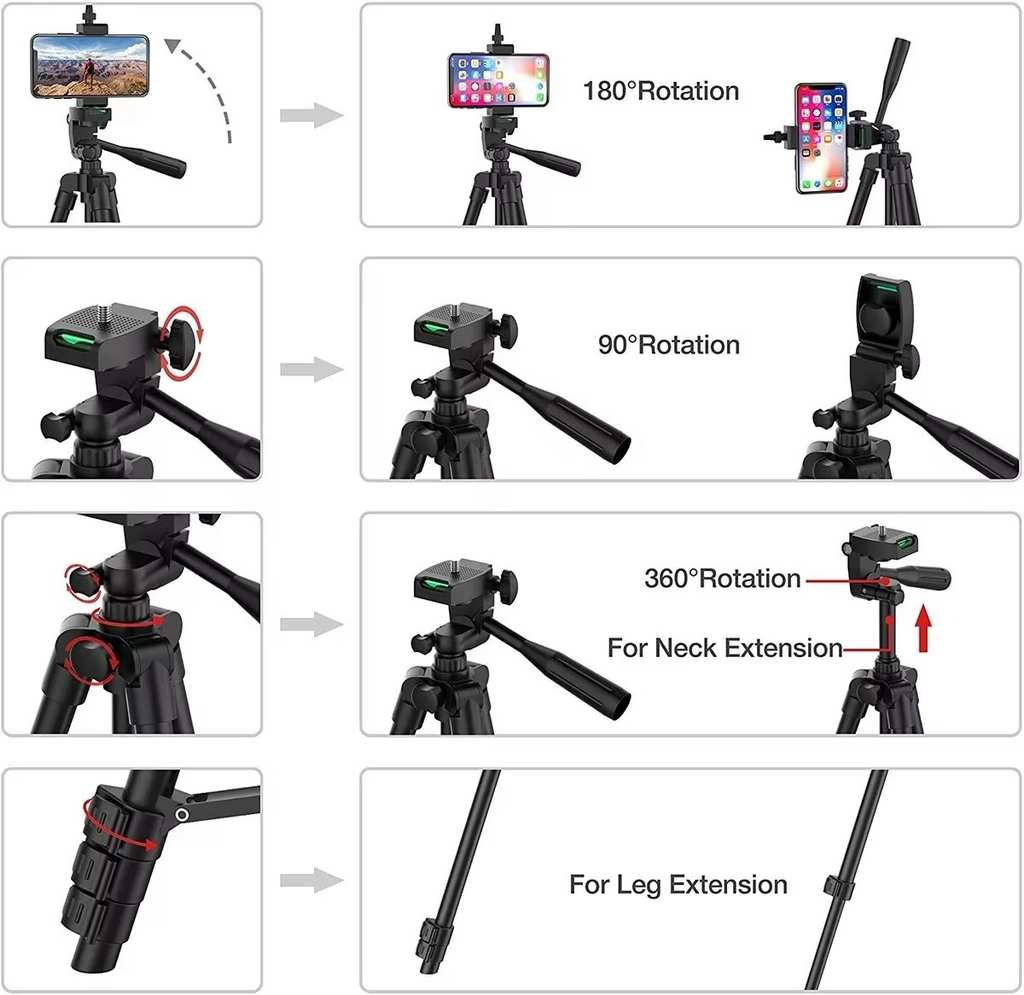 Universal Lightweight Tripod Stand with Bluetooth Remote for Smartphones and DSLRs