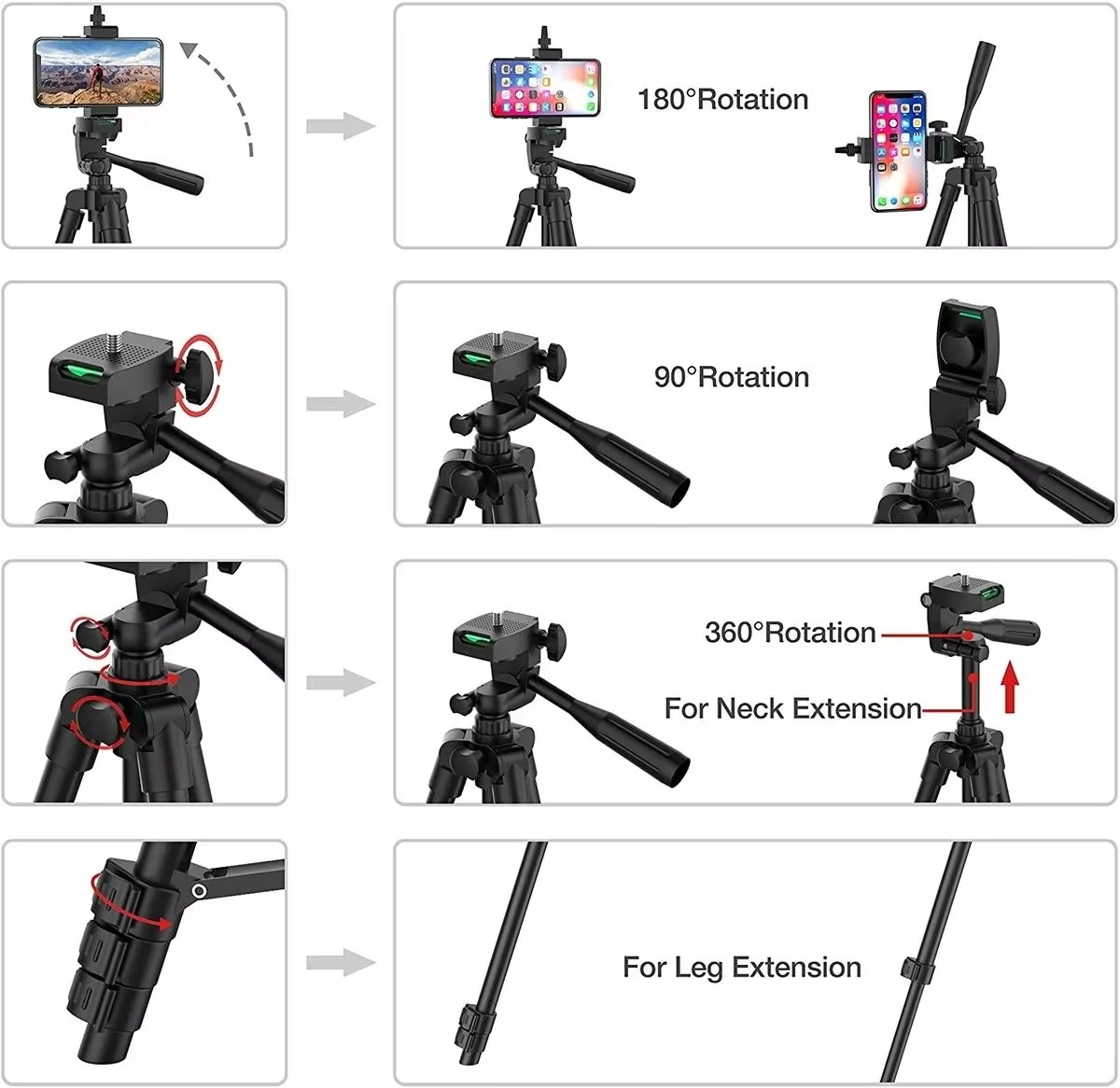 Universal Lightweight Tripod Stand with Bluetooth Remote for Smartphones and DSLRs