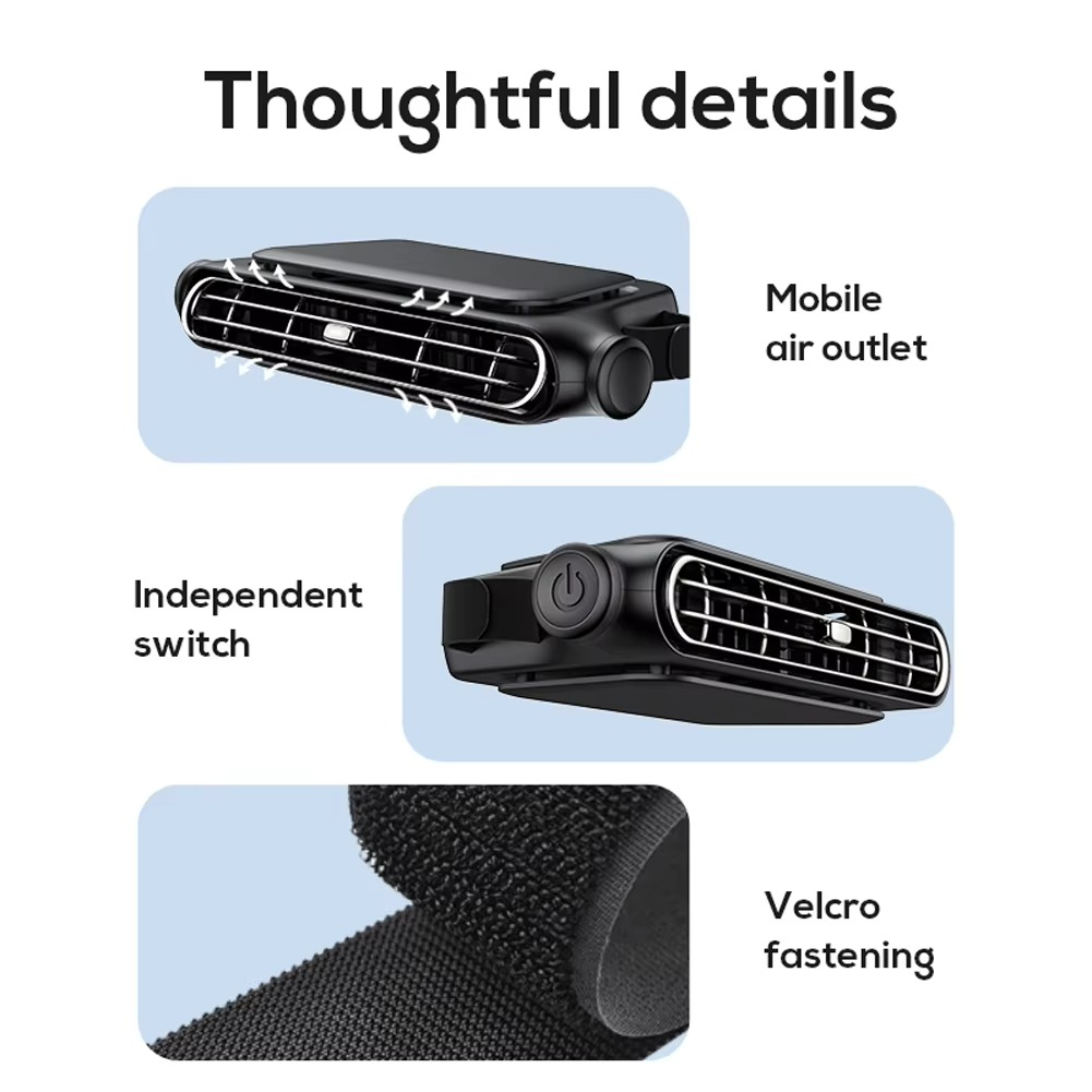 Car Headrest Cooling Fan 3 Speed Adjustable Electric Car Seat Fan 5V/2A Car Rear Backrest Fan Car Interior Accessories