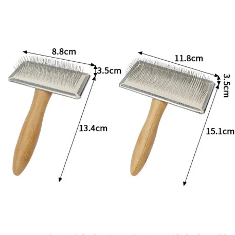 PuroPetz Dog & Cat Brush Made of Solid Wood | Stainless Steel Comb | Removes Undercoat & Tangles | Soft Coat Care & Massage