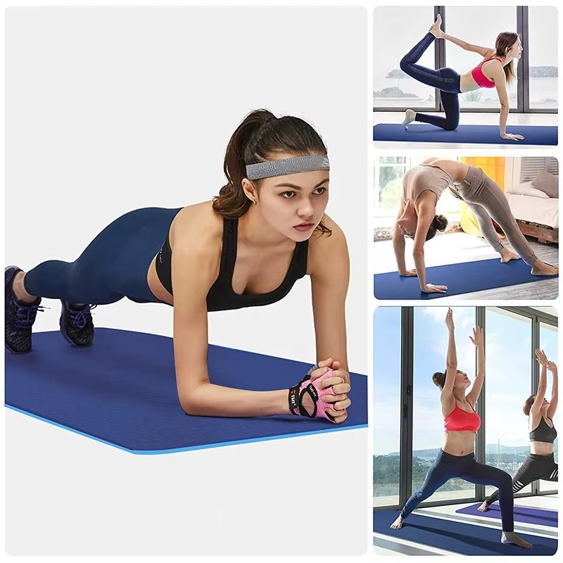 TPE Yoga Mat Non Slip Double Layer Exercise and Pilates Mat with Carry Bag