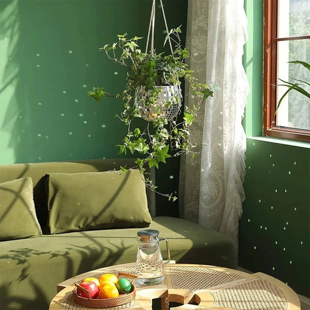 GlowSphere Lunara | Disco Plant Hanger | Retro Design | For Boho & Urban Jungle Styles
