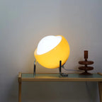 Aurivio Table Lamp | Glass & Stainless Steel | Retro-Nordic Design | LED Night Light Beige/Orange | Ø21×H25 cm