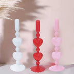 Retro Taper Candle Holder Red Heart Shape Glass Candle Holder Wedding Table Decoration Home Party Glass Vase Decor