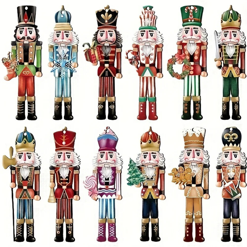 Wood Gloss | Christmas Ornament Nutcracker | 12-piece Set | Wooden Ornaments for Hanging | Christmas Decorations & Decor for Christmas 2024/2025