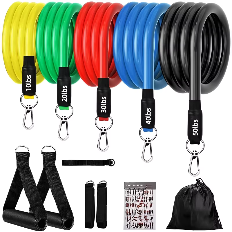 Complete Resistance Band Fitness Set with Handles and Ankle Straps
