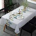 Rectangular Stain-Resistant Tablecloth with Aquatic Design