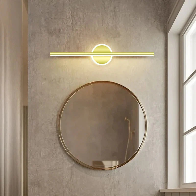 LED Wall Light LineaLux | Black & Gold | 40/60/80 cm | Warm, Cold & Three-Color Light | Modern Mirror & Wall Lighting