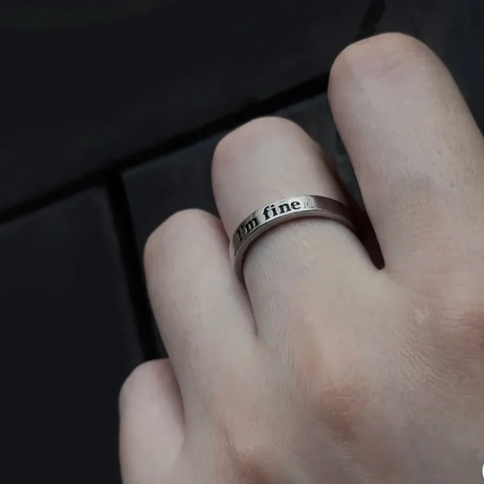 I'm Fine Save Me Adjustable Couple Ring