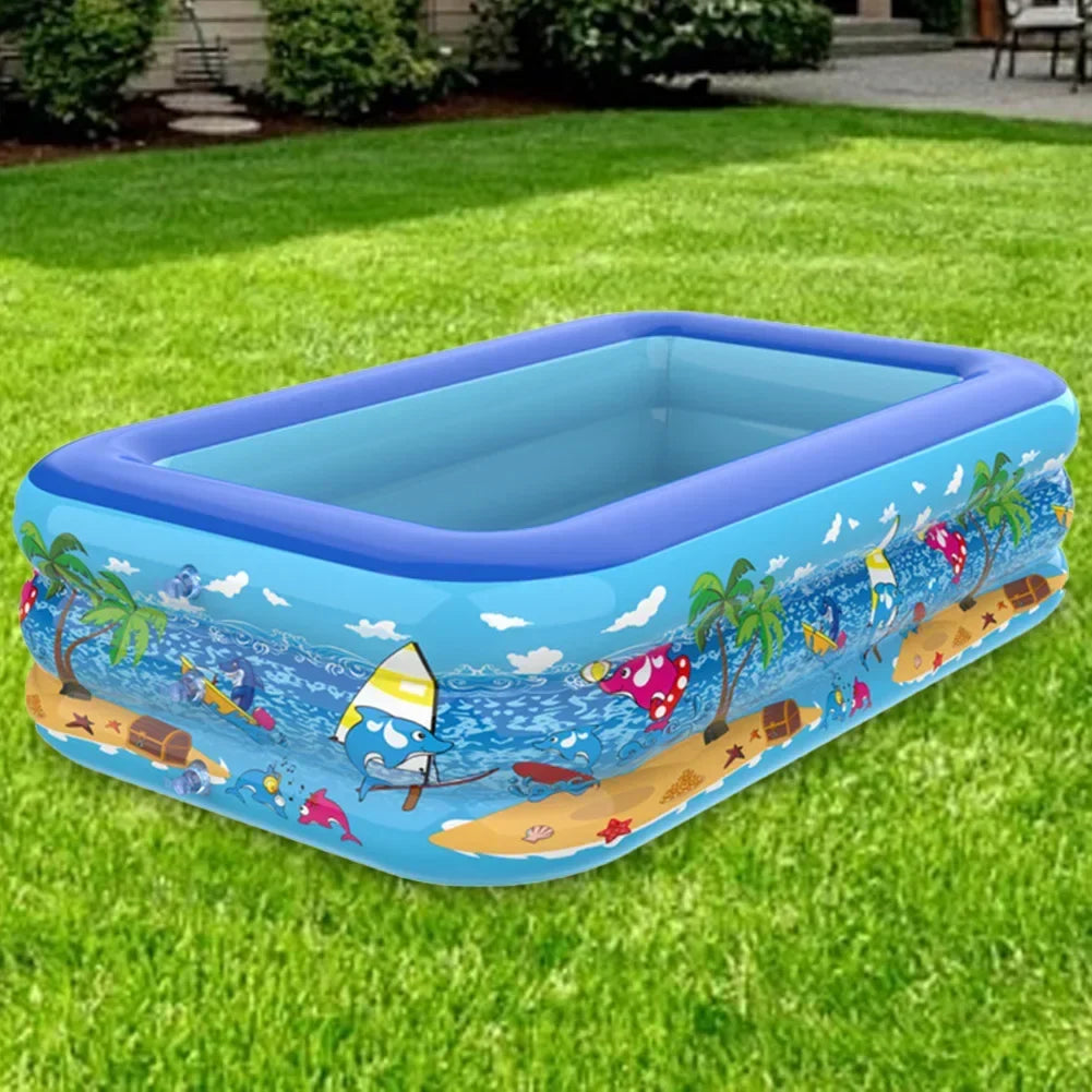 Luftolino Inflatable Children's Paddling Pool | 110–180 cm | Extra Thick PVC | Cartoon Design for Garden & Balcony