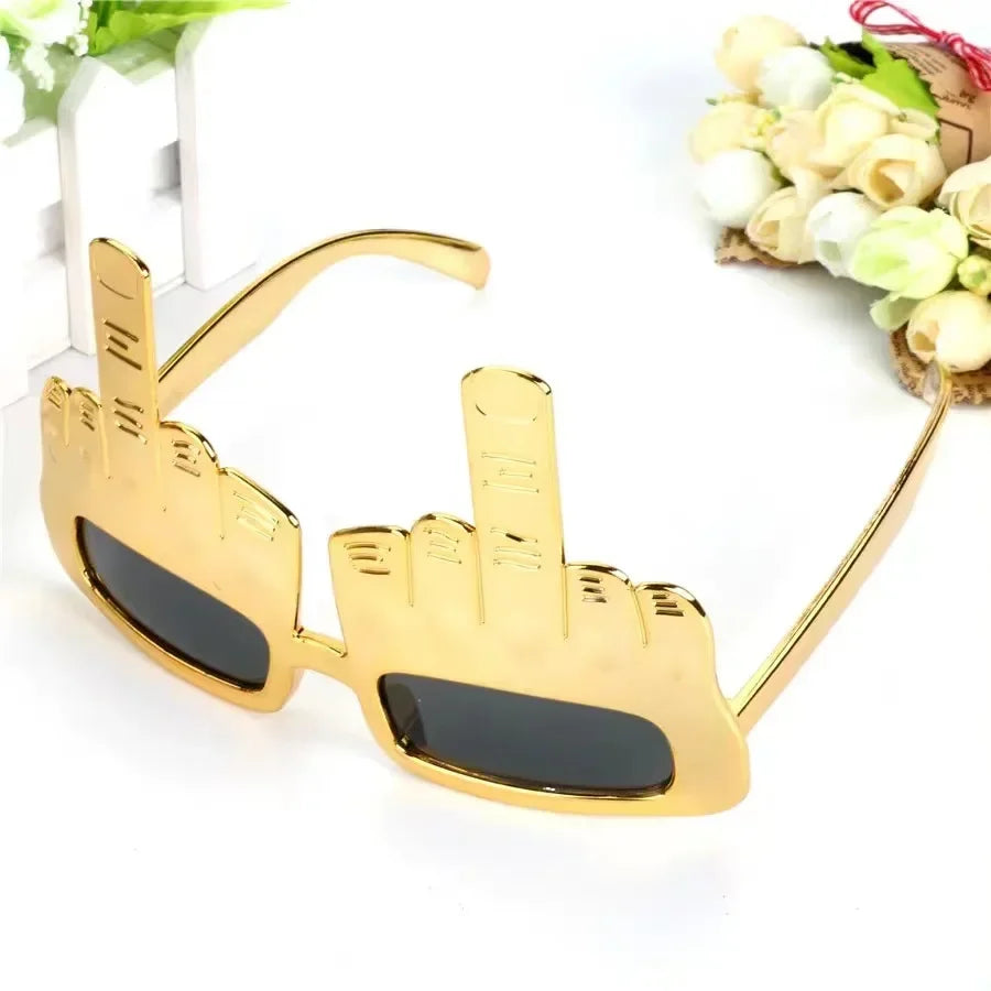Bold Gold Middle Finger Party Sunglasses