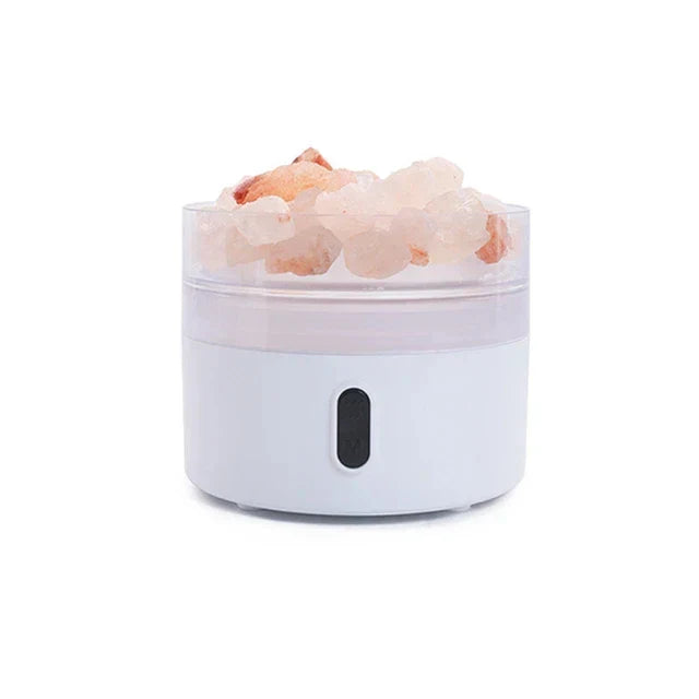 Salt Lamp Diffuser - USB Ultrasonic Essential Oil Humidifier with Himalayan Salt Crystals & Night Light