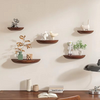 Half-Round Wooden Floating Shelf - Modern Wall-Mounted Display for Home & Bathroom