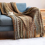 CasaLoom | Boho Blanket with Fringes | Rust Red | Soft & Light