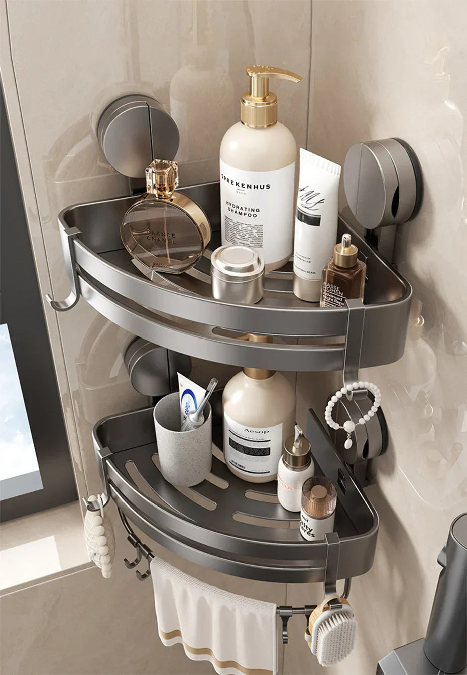 AquaGrip – Luxury Suction Cup Bath Shelf without Drilling