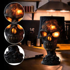 Gothic Table Lamp SkullFire | Halloween Skull Decor | LED Ambient Light | 20 x 11 x 11 cm