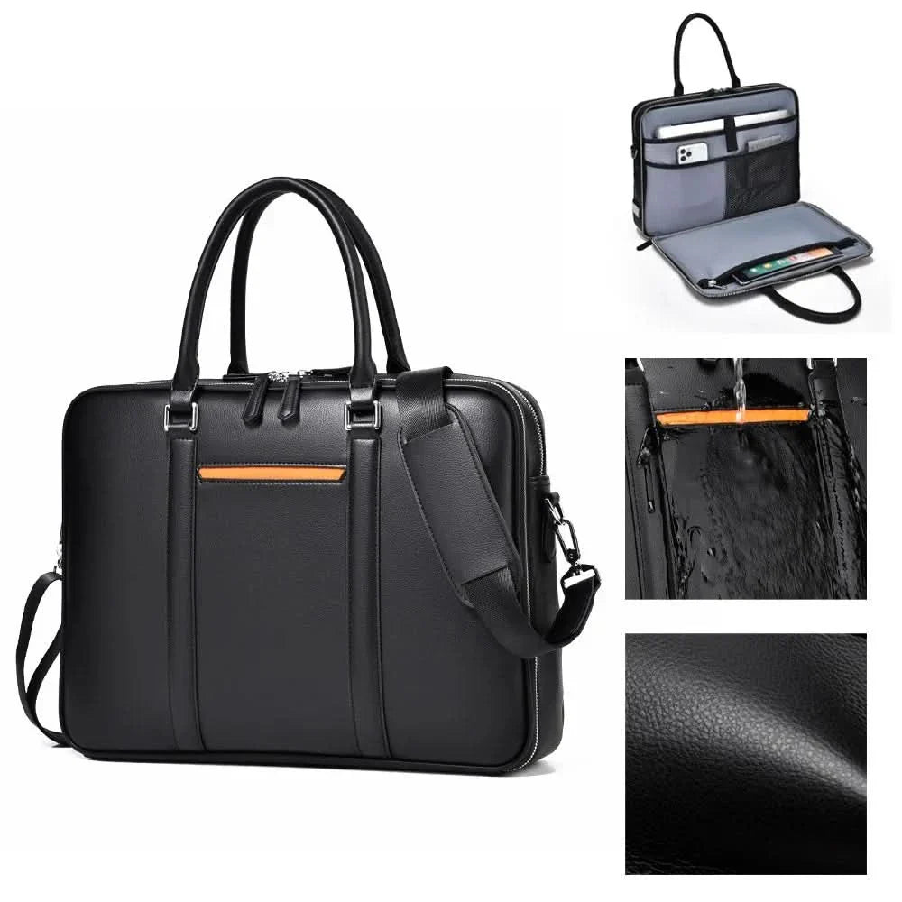 Manhattan Leather Business Laptop Briefcase Crossbody Handbag