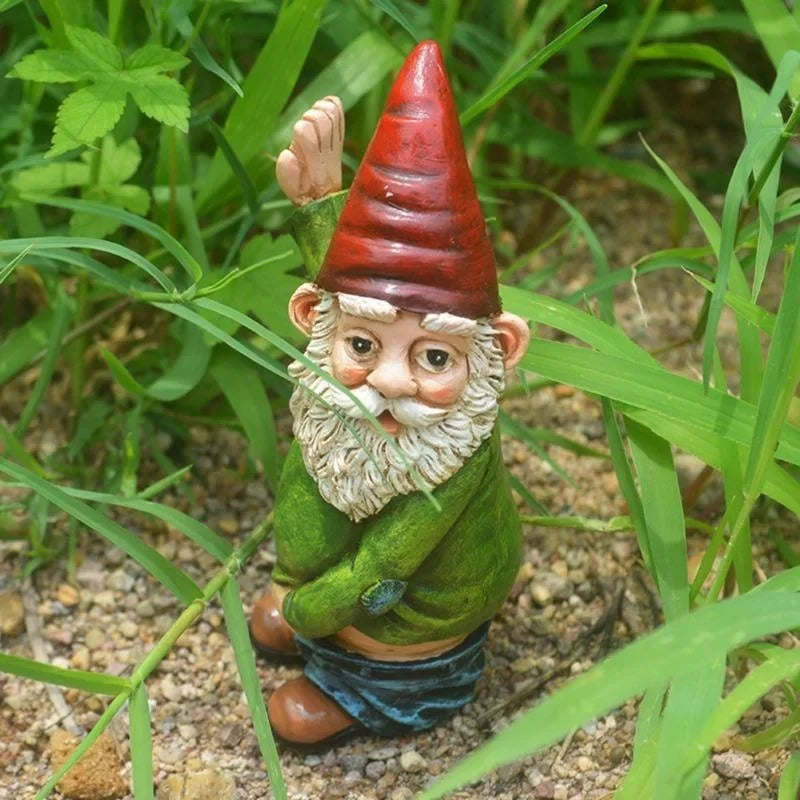 Creative Gnome Figurine Made of Resin with White Beard