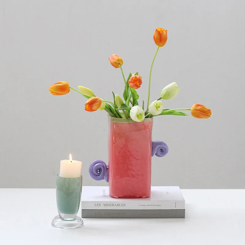Glass Vase with Binaural Handle