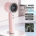 Brisano AirCool Mini Hand Fan with Cooling Function | 5 Speeds | LED Display & USB Charging | Quiet & Portable | For Travel, Office & Outdoor