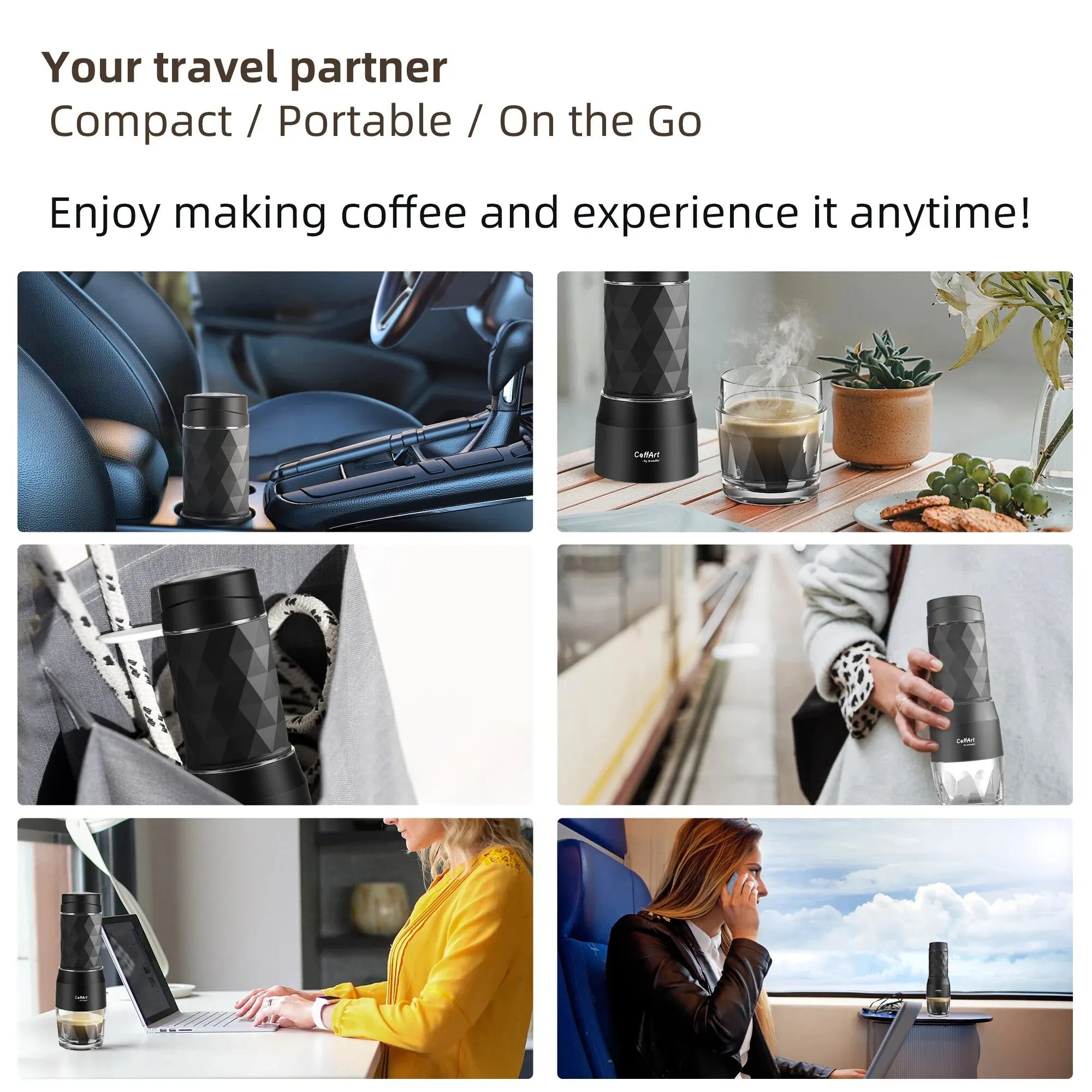 Portable Coffee Machine Espresso Machine Hand Press Capsule Ground Coffee Brewer Portable for Travel and Picnic, BioloMix