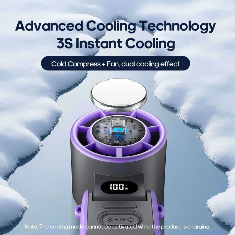CoolityGo Handheld Fan with Ice-Cool Technology | 100 Speed Levels | 3600mAh Battery | Foldable & Ultraleight