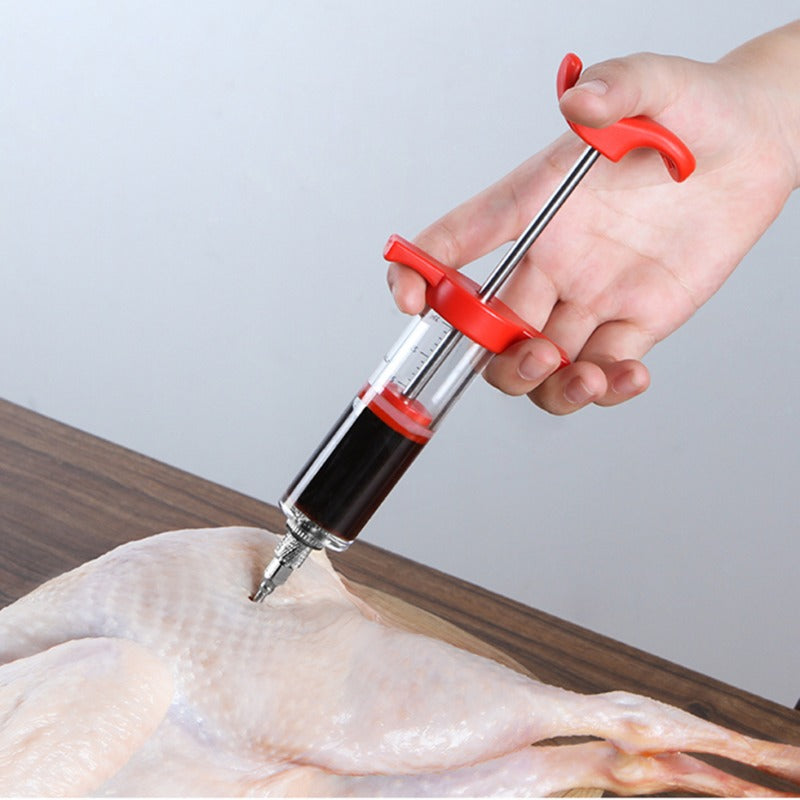 FLAVORYX Marinade Injector | Meat Injector for BBQ & Roasting | With Stainless Steel Needles for Liquid & Spice Marinades | 60 ml Volume