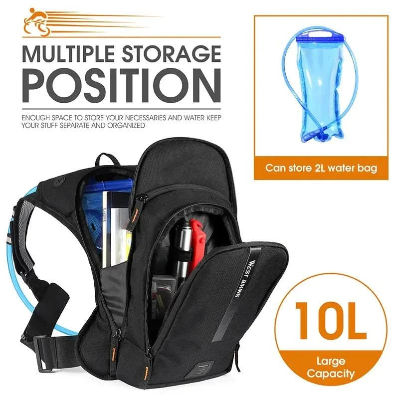 Ultra-lightweight 10L bike backpack with hydration system