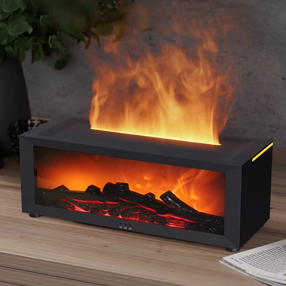 Simulated Flame Aromatherapy Diffuser and Air Humidifier with Timer
