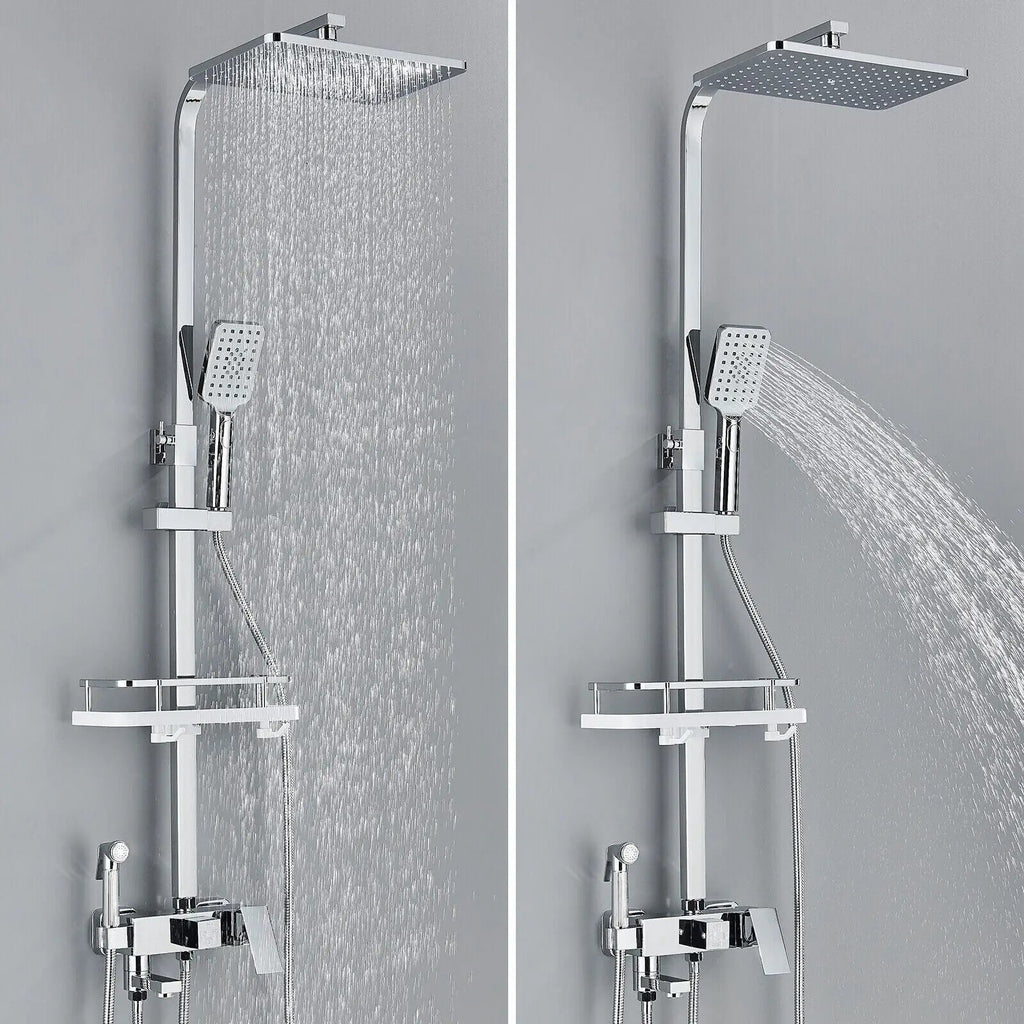 RainFlow Luxe Rain Shower Set – adjustable brass shower fixture with 4 functions