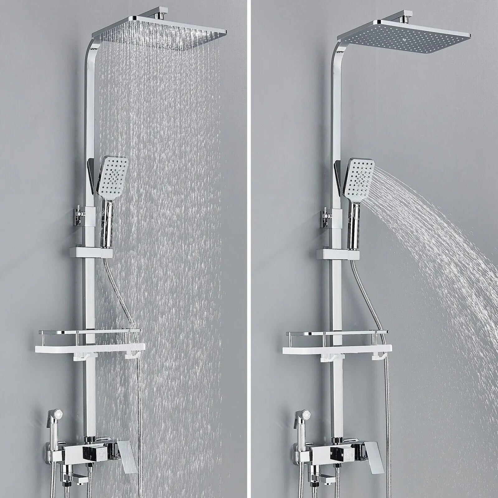 RainFlow Luxe Rain Shower Set – adjustable brass shower fixture with 4 functions