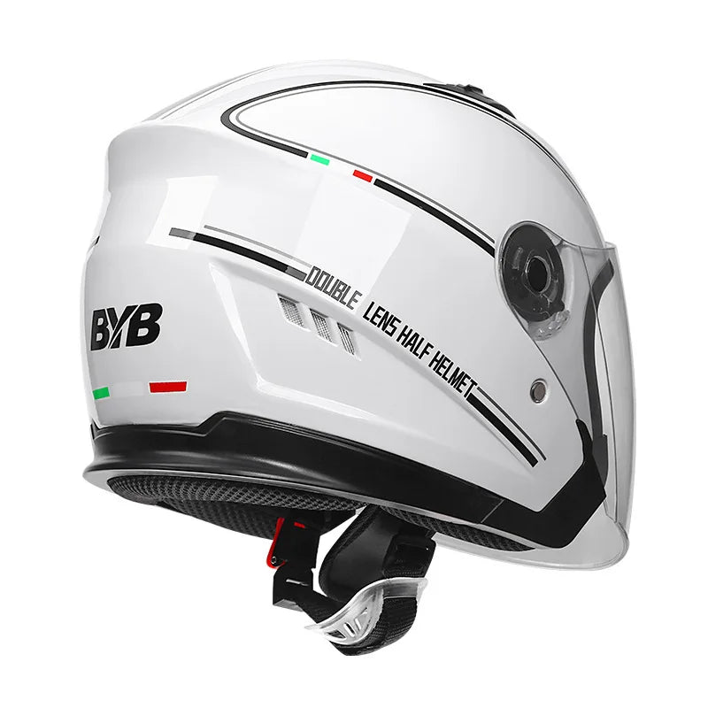 Retro 3/4 Open-Face Motorcycle Helmet with Dual Anti-Fog Visor for 56–62 cm Heads