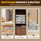 Stackable Shoe Storage Box, Transparent and Tool-Free Assembly