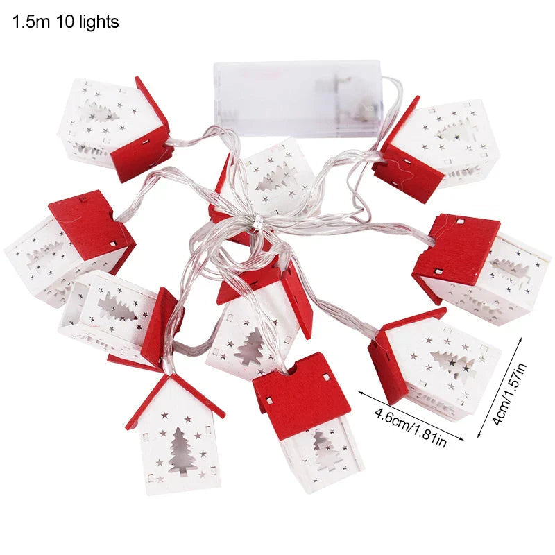 LED Christmas Houses Made of Wood with Festive Lighting